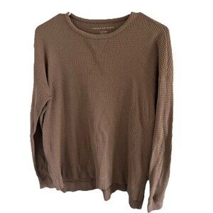 American Eagle Lightweight Waffle-Knit Pullover Sweater Brown Women’s XS